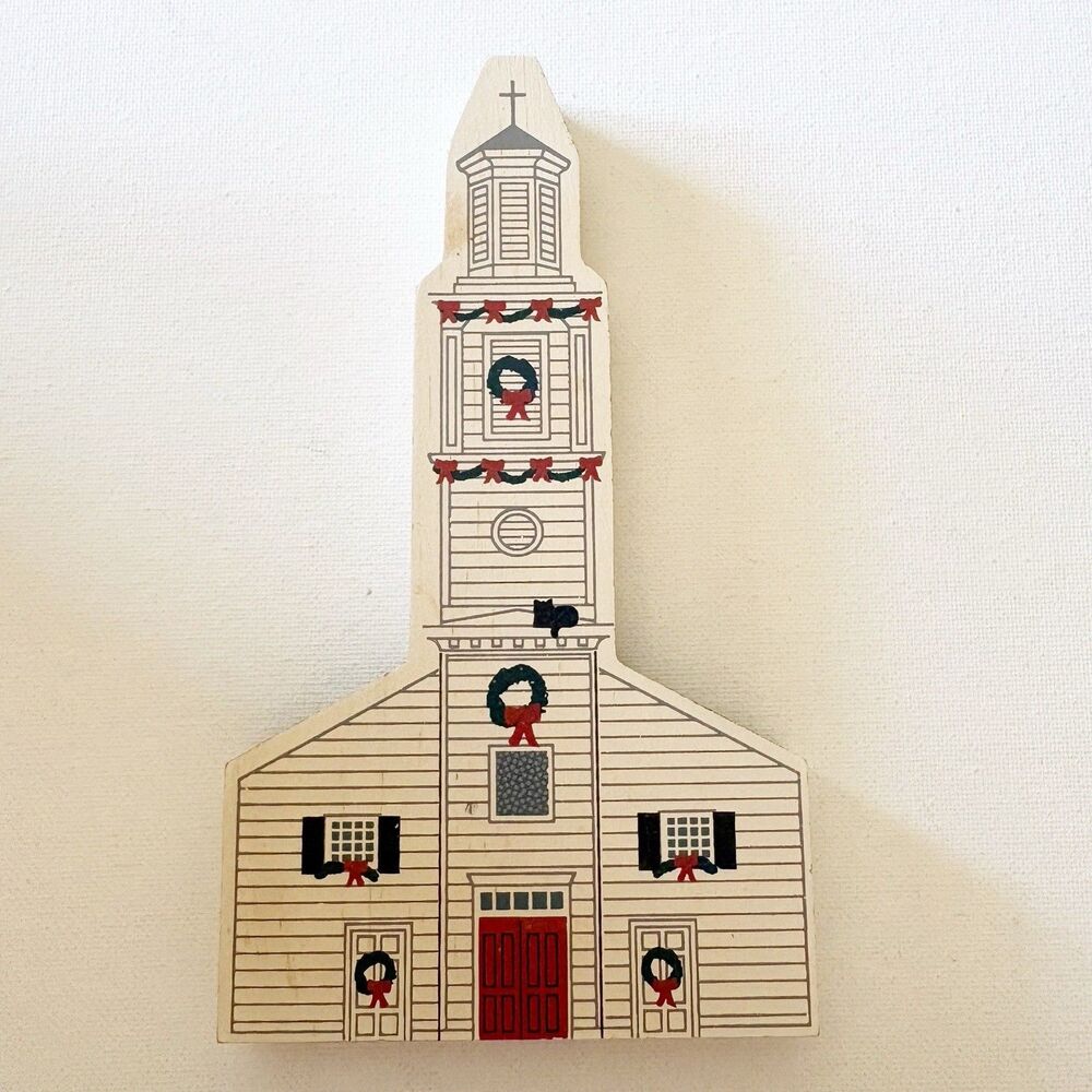 The Cats Meow Village Colonial Virginia Williamsburg St Johns Church 1990 Signed